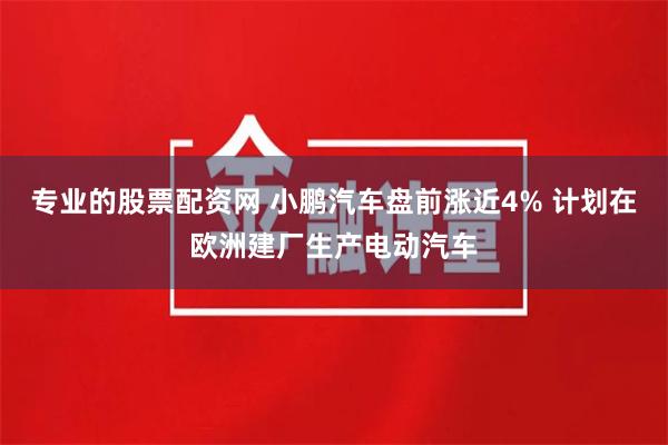 专业的股票配资网 小鹏汽车盘前涨近4% 计划在欧洲建厂生产电动汽车